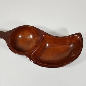 Vintage Pantalcraft Handmade In Haiti Genuine Mahogany Cold Food Divided Tray.